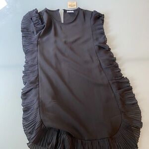 Vintage Black Pleated Midi Dress